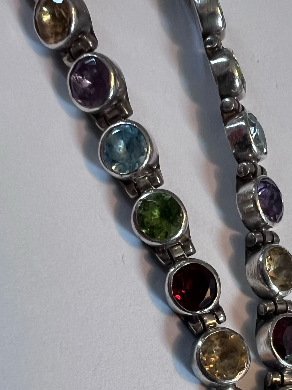 PIASSO signed Navajo Artist Bracelet Gem topaz amethyst citrine peridot garnet
